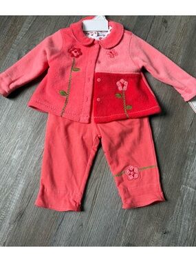 VTG NEW 3 Piece Buster Brown Fleece Outfit Jacket Floral 12 Months Outfit